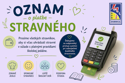 Oznam o platbe stravného