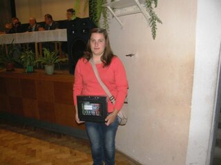 Veronia Mičudová s cenou - tablet